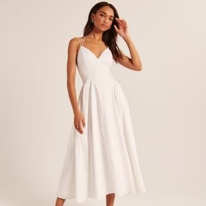 Abercrombie and Fitch strappy plunge corset maxi dress, xs white